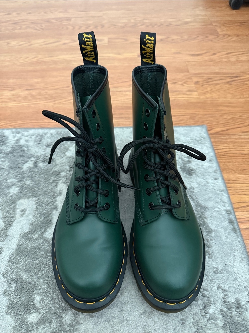 Dr. Martens Green Leather Lace-Up Boots